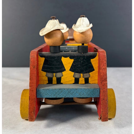 Fisher Price 12” Lookey Wooden Fire Truck Pull Toy Vintage Working