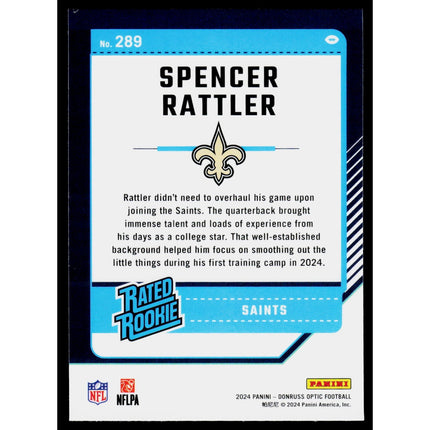 Spencer Rattler 2024 Donruss Optic #289 New Orleans Saints