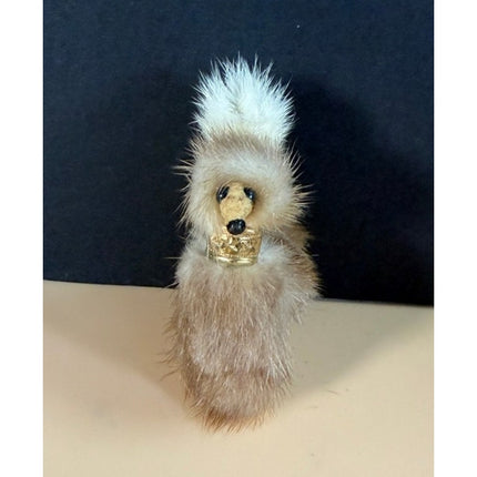 Mink Fur Poodle Dog Brooch Pin Brown Vintage 3" Collectible Costume Jewelry