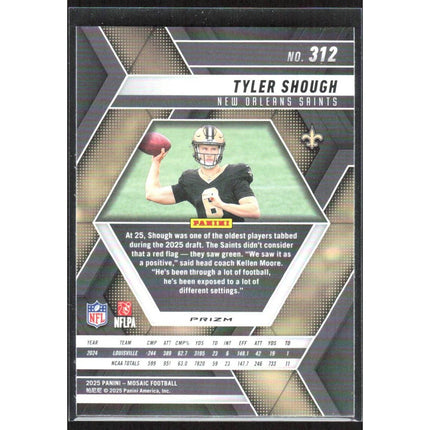 Tyler Shough 2025 Panini Mosaic Mosaic Reactive Purple #312 RC Saints