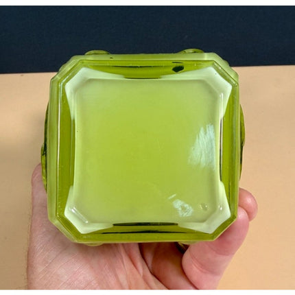 Imperial Glass Mephistopheles 8.5" Vase Vintage Green White Milk Art Glass
