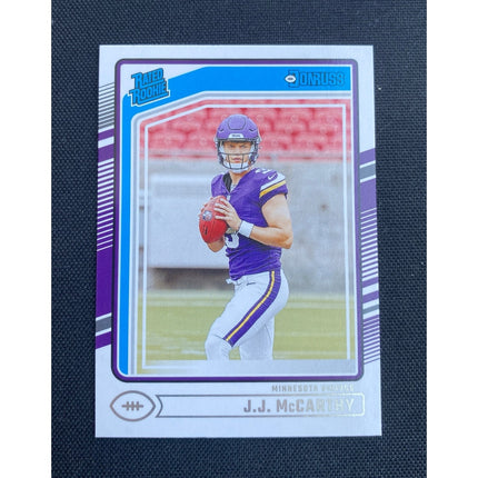 J.J. McCarthy 2024 Donruss Optic #235 RC Rated Rookie Patriots