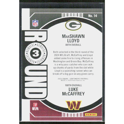 Luke McCaffrey / MarShawn Lloyd 2024 Panini Contenders Round Numbers #14