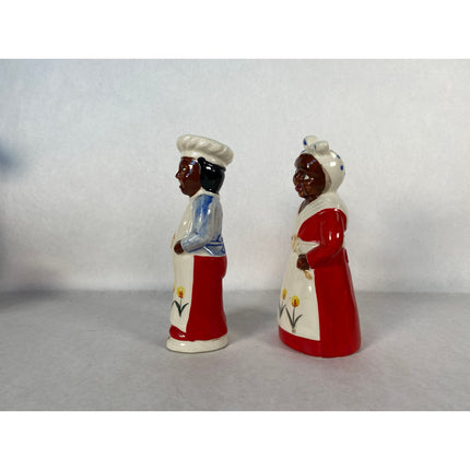 Vintage Black Americana Salt & Pepper Shakers Japan 1940s HTF 8" Pair