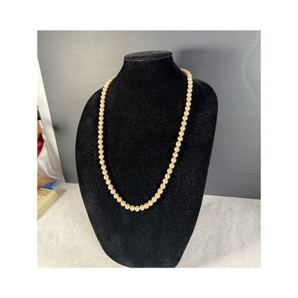Majorica 14K Pearl Necklace 28” Long with Original Box Vintage