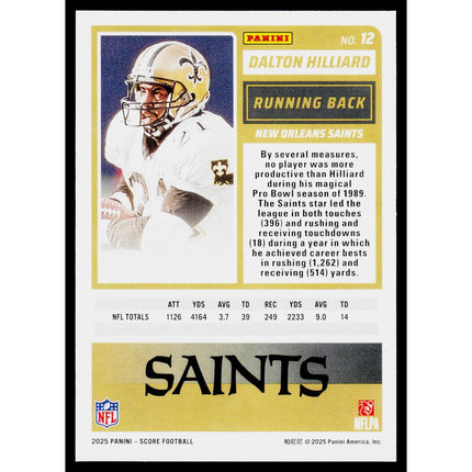 Dalton Hilliard 2025 Score Showcase #12 SN New Orleans Saints