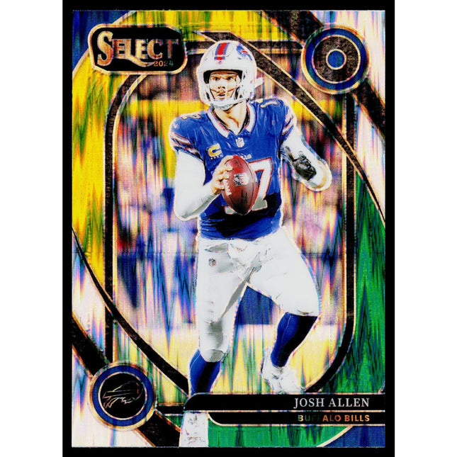 Josh Allen 2024 Panini Select Green & Yellow Prizm Shock #225 Buffalo Bills