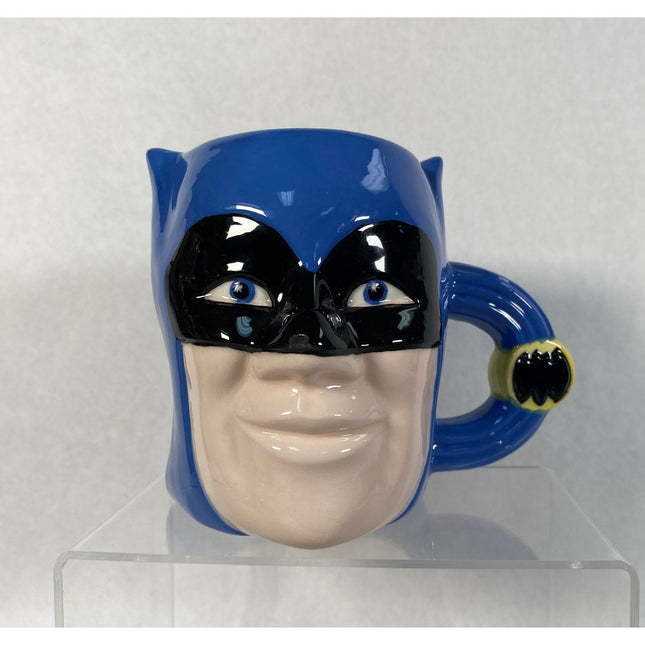 Batman Ceramic Molded Blue Mug — Marked "Bruce" on Base