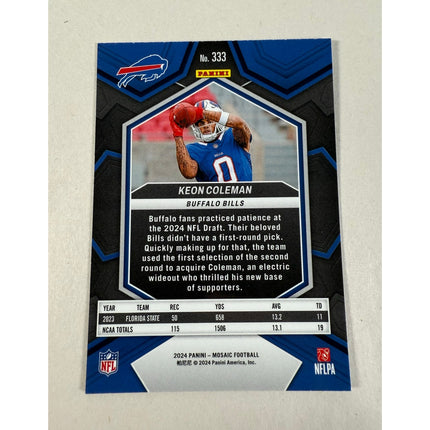 2024 Panini Mosaic Keon Coleman RC #333 Rookie Card Buffalo Bills