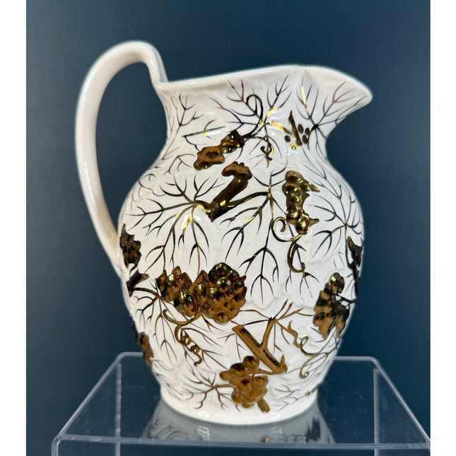 Wedgwood Etruria & Barlaston Gold Grapevine Pitcher 6.5"