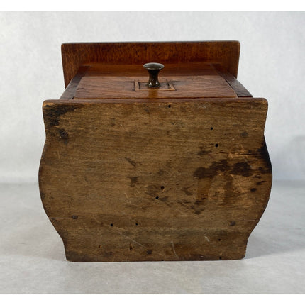 Antique Wooden Inlaid Coffee Grinder – Early 20th Century Hand-Crank Mill