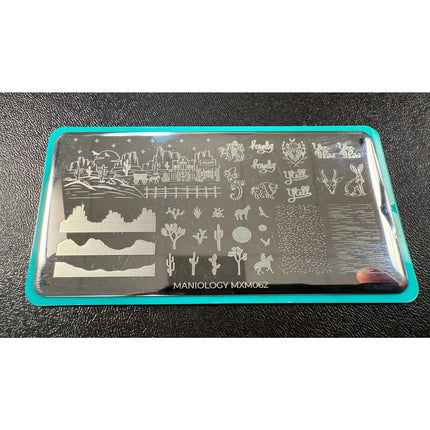 Maniology MXM062 Mani x Me August 2021 Wild West Nail Art Stamping Plate