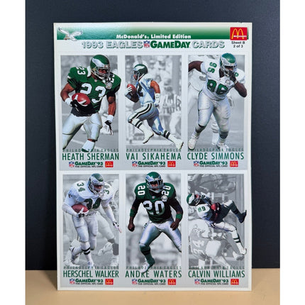 1993 McDonald's Philadelphia Eagles Unpunched Card Set of 3