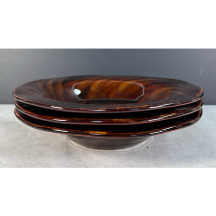 3 Sakura Port of Call Tortoise Shell 9.5" Brown Bowls