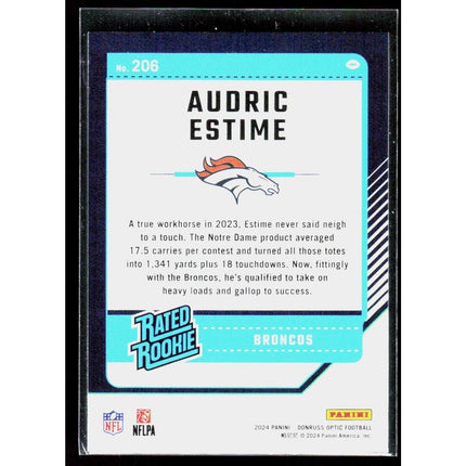 Audric Estime 2024 Donruss Optic #206 RC Denver Broncos
