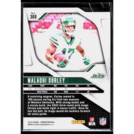 Malachi Corley 2024 Panini Prizm #369 RC New York Jets