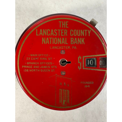 Vintage Lancaster County National Register Coin Bank Working 4" No Key