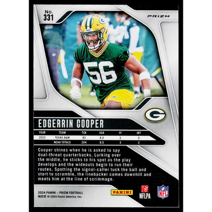 Edgerrin Cooper 2024 Panini Prizm Silver #331 RC Green Bay Packers