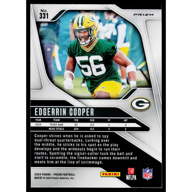 Edgerrin Cooper 2024 Panini Prizm Silver #331 RC Green Bay Packers