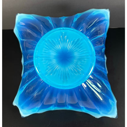 Fostoria Glass Heirloom Blue Opalescent Ruffle Bowl Swung