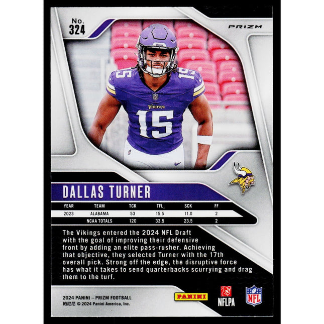 Dallas Turner 2024 Panini Prizm Disco #324 RC Minnesota Vikings