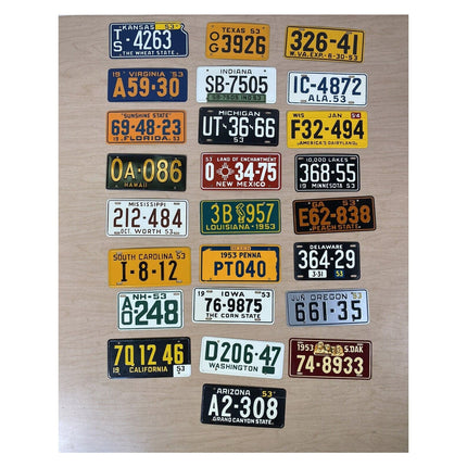 1953 Wheaties Toy License Plates Complete 51 State Set Tin All States DC