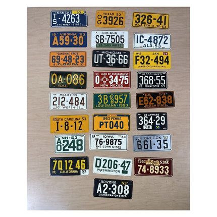 1953 Wheaties Toy License Plates – Complete Set of 51 States & D.C. Tin Lot