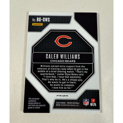 2024 Panini Caleb Williams RC #RG-CWS Rookie Gear Neon Green Pulsar Prizm Patch