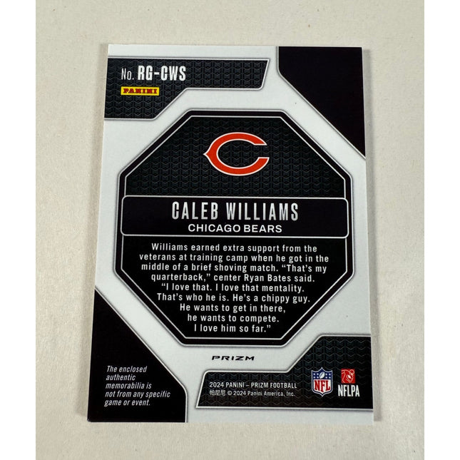 2024 Panini Caleb Williams RC #RG-CWS Rookie Gear Neon Green Pulsar Prizm Patch