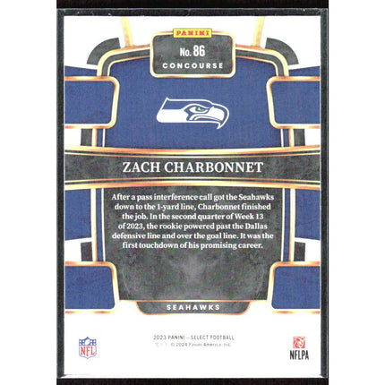 Zach Charbonnet 2023 Panini Select #86 RC Seattle Seahawks