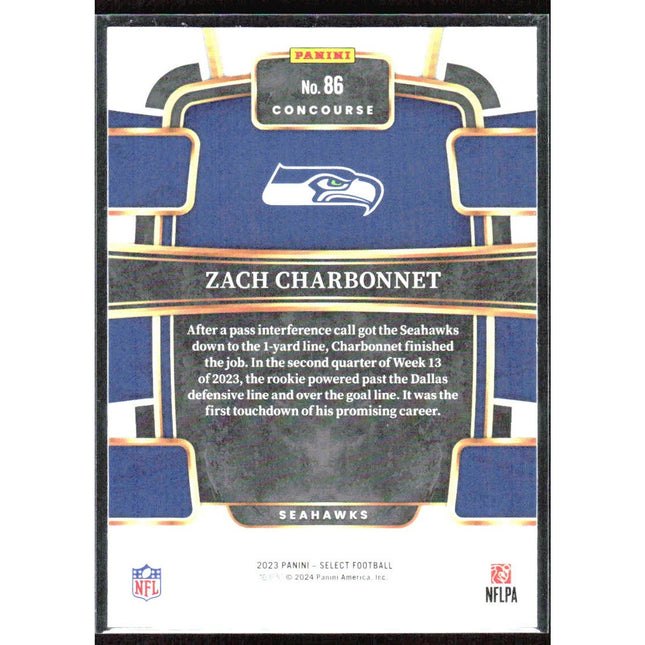 Zach Charbonnet 2023 Panini Select #86 RC Seattle Seahawks