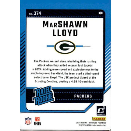 MarShawn Lloyd 2024 Donruss #374 RC Green Bay Packers