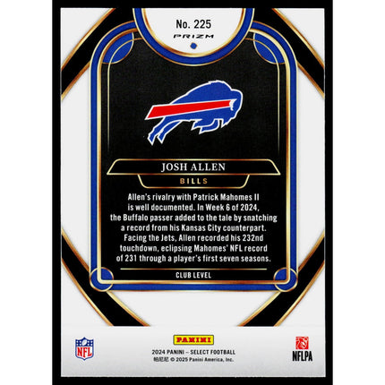 Josh Allen 2024 Panini Select Green & Yellow Prizm Shock #225 Buffalo Bills