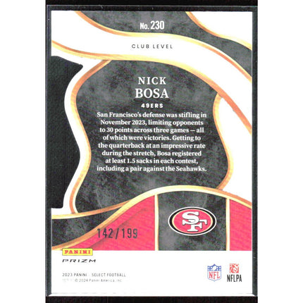 Nick Bosa 2023 Panini Select Green and Yellow Prizms Die Cuts #230 49ers