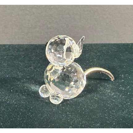 Swarovski Crystal Mini Cat Figurine Metal Tail Signed 1¼” Collectible