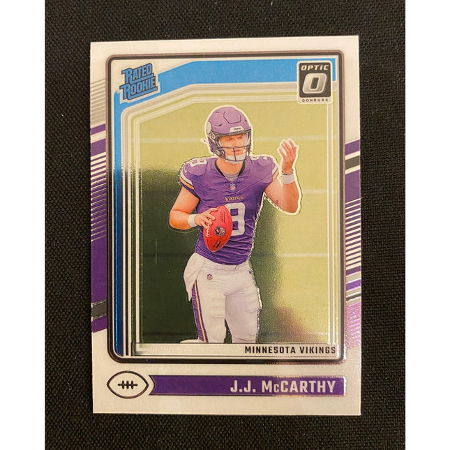 J.J. McCarthy 2024 Donruss Optic #235 RC Rated Rookie Vikings