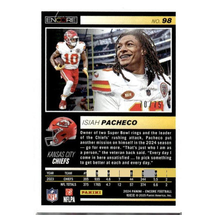 Isiah Pacheco 2024 Panini Encore #98 Kansas City Chiefs