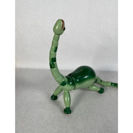 Vintage Twistums Wooden Dinosaur Bank – Pull String Toy Bank
