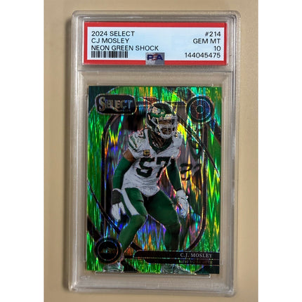 2024 Panini Select Neon Green Shock RC CJ Mosley #214 (112/499) PSA 10