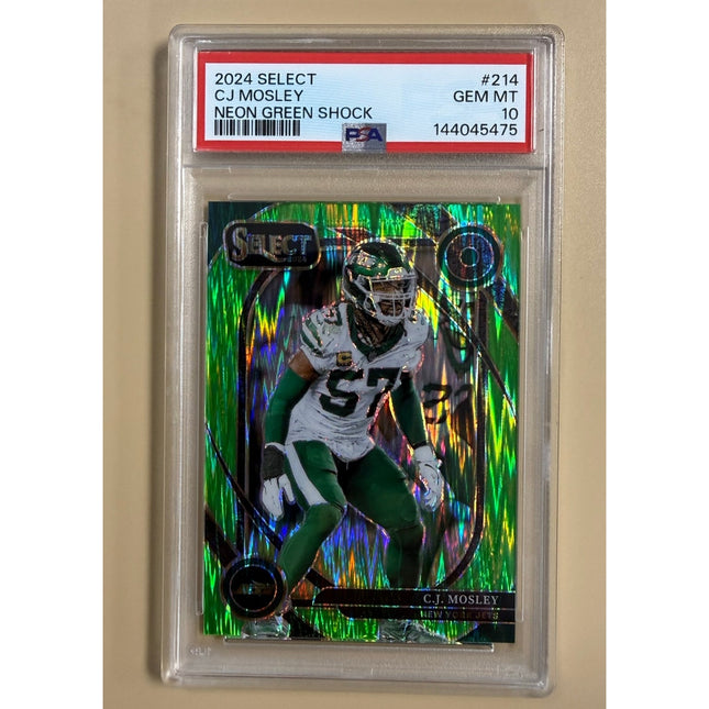 2024 Panini Select Neon Green Shock RC CJ Mosley #214 (112/499) PSA 10