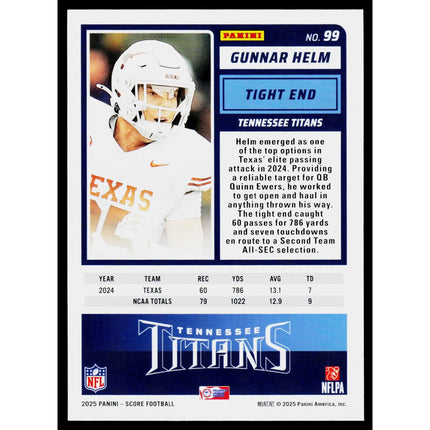 Gunnar Helm 2025 Score Trick-A-Treat #99 RC Tennessee Titans