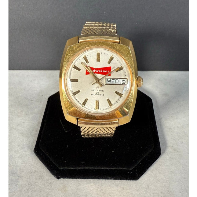Budweiser Helbros 21 Jewel Self Winding Wristwatch — Running!