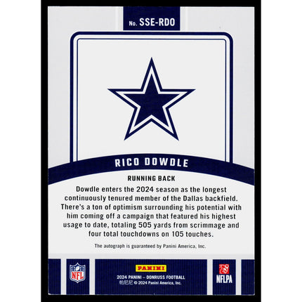 Rico Dowdle 2024 Donruss Signature Series #SSE-RDO AU Dallas Cowboys