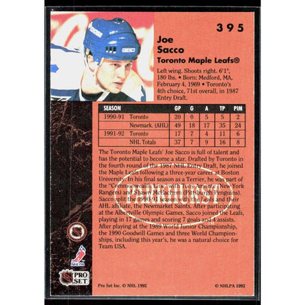 Joe Sacco 1991-92 Parkhurst #395 RC Toronto Maple Leafs
