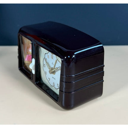 Vintage Peter Bakelite Ballerina Alarm Clock Germany Working OB Instructions