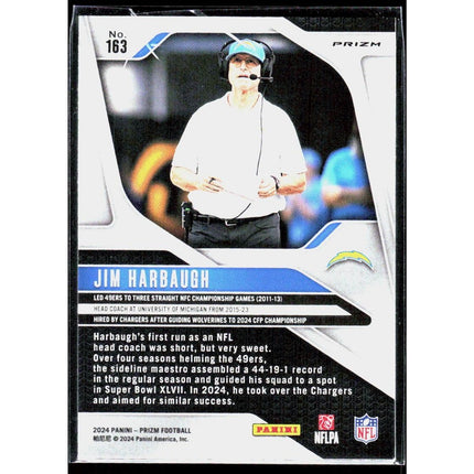 Jim Harbaugh 2024 Panini Prizm Orange Disco Prizm #163 Los Angeles Chargers
