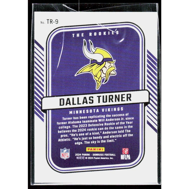 Dallas Turner 2024 Donruss The Rookies #TR-9 Minnesota Vikings