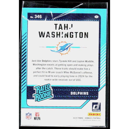 Tahj Washington 2024 Donruss #346 RC Miami Dolphins