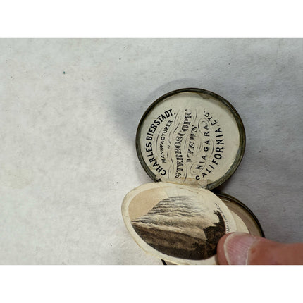 RARE 1869 Niagara Falls Souvenir Medallion Case w/ 16 Stereoscopic Views