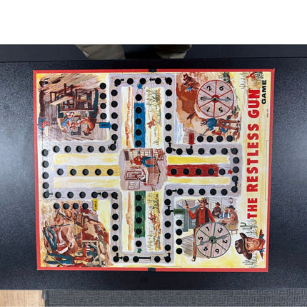 Milton Bradley "The Restless Gun" Western Themed Marble-Based Board Game